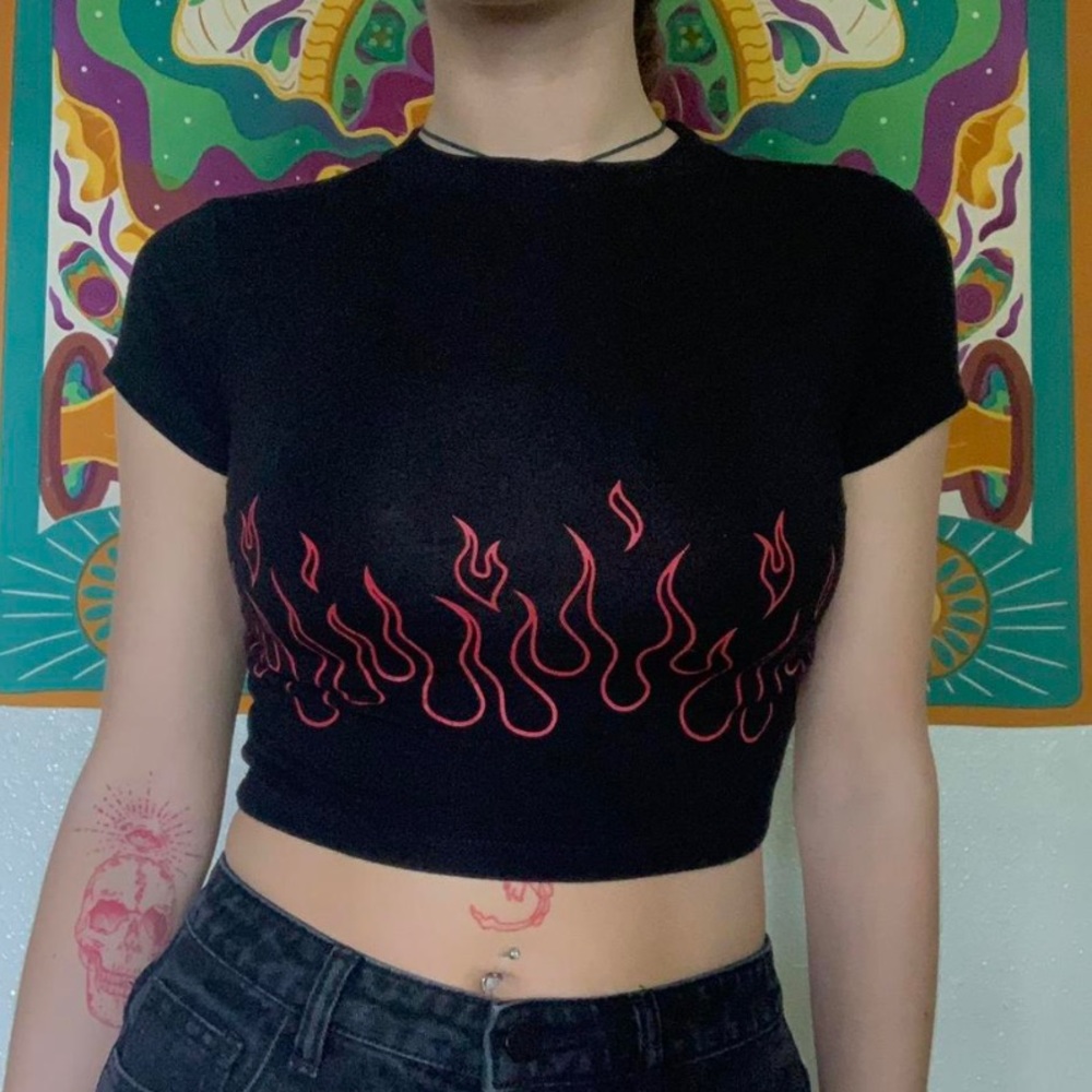 “After the Burn” Dolls Kill Graphic Cropped Tee